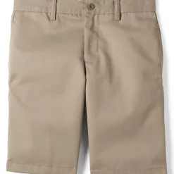 School Uniform Boys Slim Plain Front Wrinkle Resistant Chino Shorts