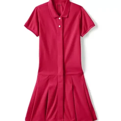 School Uniform Girls Adaptive Short Sleeve Mesh Polo Dress at the Knee