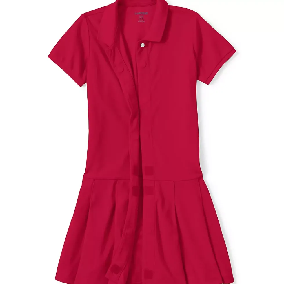 School Uniform Girls Adaptive Short Sleeve Mesh Polo Dress at the Knee