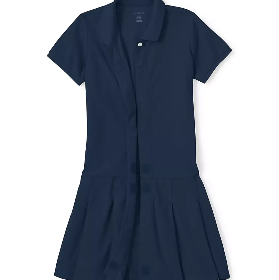 School Uniform Girls Adaptive Short Sleeve Mesh Polo Dress at the Knee