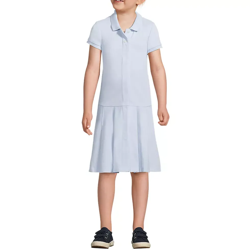 School Uniform Girls Adaptive Short Sleeve Mesh Polo Dress at the Knee