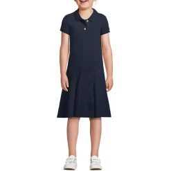 School Uniform Girls Adaptive Short Sleeve Mesh Polo Dress at the Knee