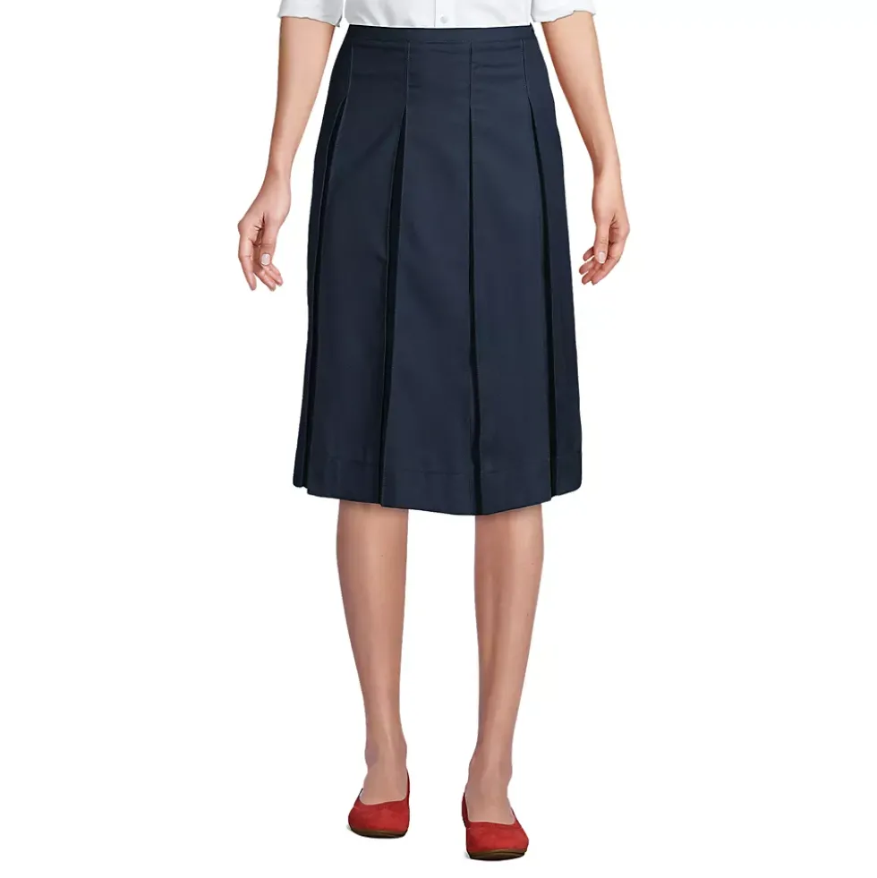 School Uniform Girls Box Pleat Skirt Below the Knee