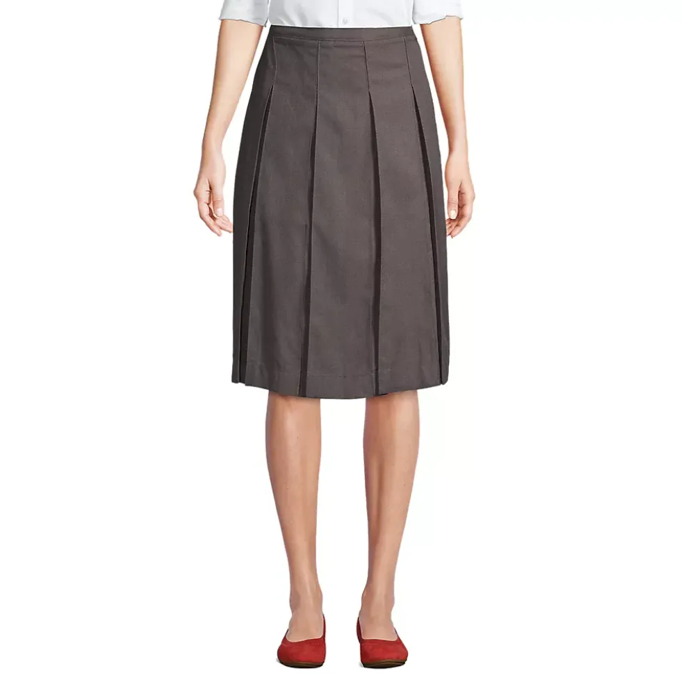 School Uniform Girls Box Pleat Skirt Below the Knee