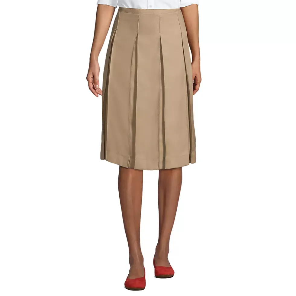 School Uniform Girls Box Pleat Skirt Below the Knee