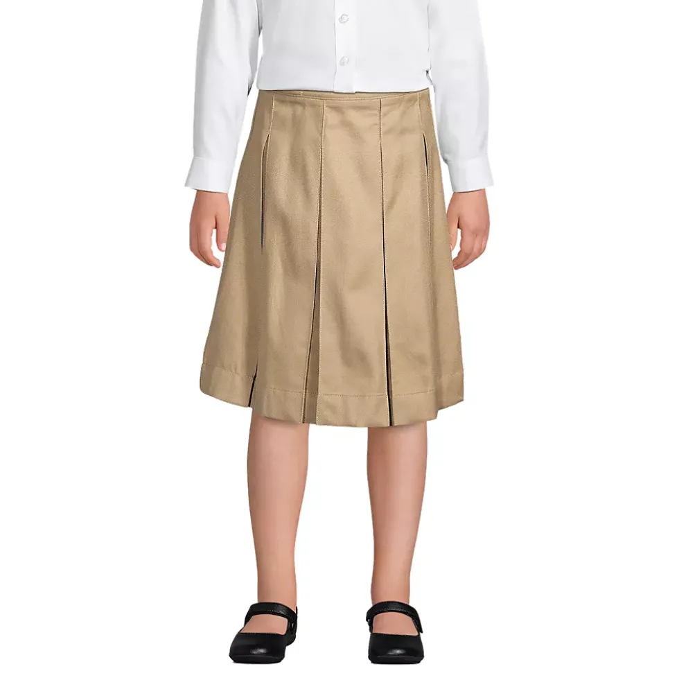 School Uniform Girls Box Pleat Skirt Below the Knee