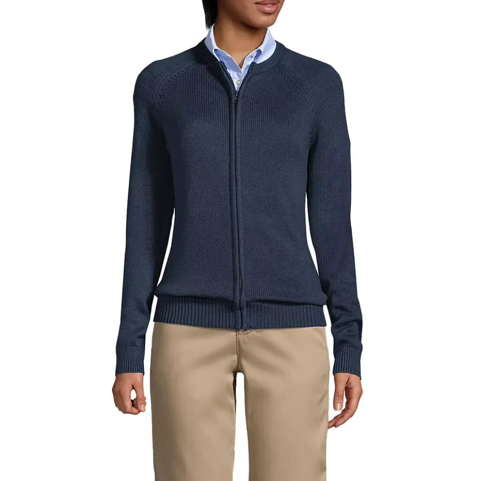 School Uniform Girls Cotton Modal Zip Front Cardigan Sweater