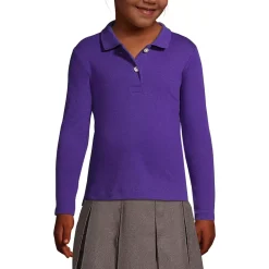 School Uniform Girls Long Sleeve Feminine Fit Interlock Polo Shirt