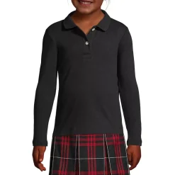 School Uniform Girls Long Sleeve Feminine Fit Interlock Polo Shirt