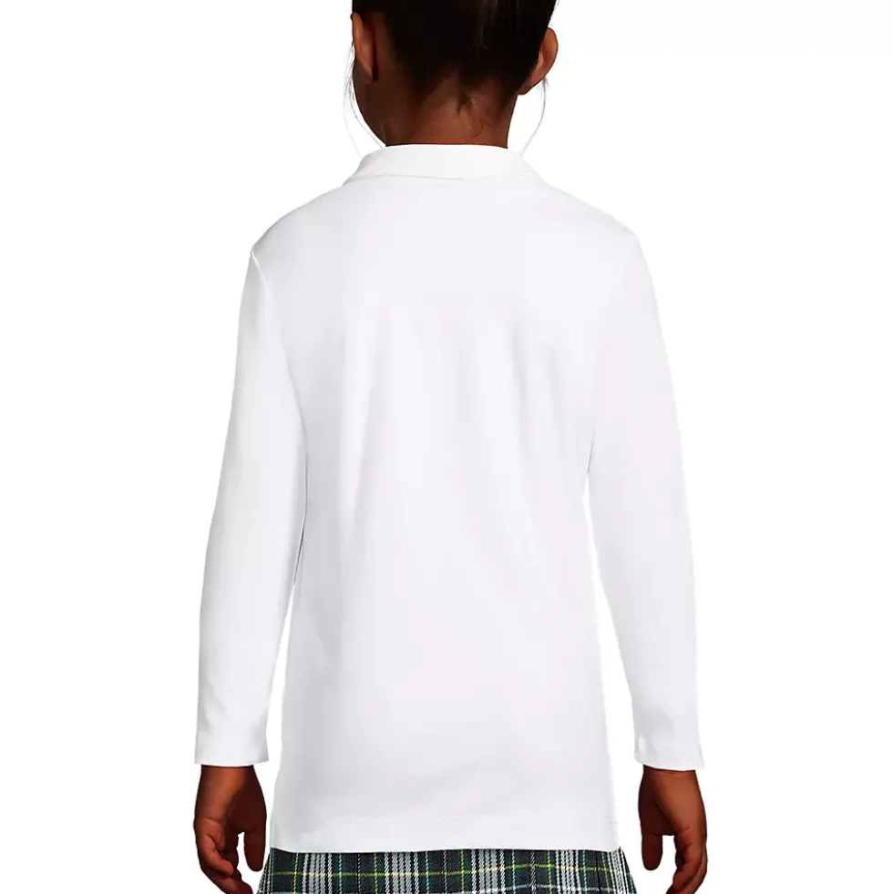 School Uniform Girls Long Sleeve Feminine Fit Interlock Polo Shirt