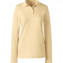 School Uniform Girls Long Sleeve Feminine Fit Interlock Polo Shirt
