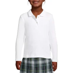 School Uniform Girls Long Sleeve Feminine Fit Interlock Polo Shirt