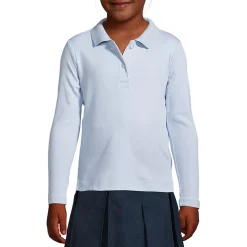 School Uniform Girls Long Sleeve Feminine Fit Interlock Polo Shirt