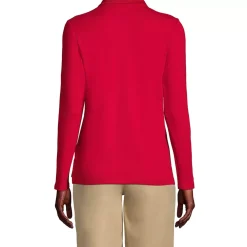 School Uniform Girls Long Sleeve Feminine Fit Interlock Polo Shirt