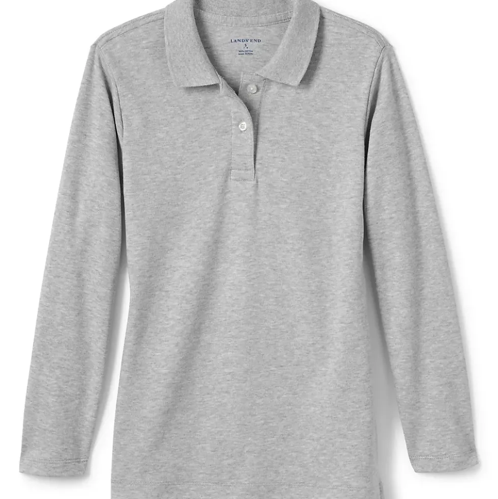 School Uniform Girls Long Sleeve Feminine Fit Interlock Polo Shirt