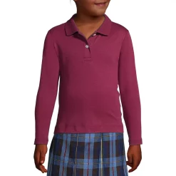 School Uniform Girls Long Sleeve Feminine Fit Interlock Polo Shirt