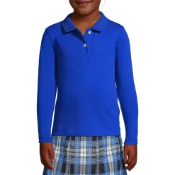 School Uniform Girls Long Sleeve Feminine Fit Interlock Polo Shirt