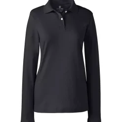 School Uniform Girls Long Sleeve Feminine Fit Interlock Polo Shirt