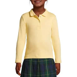 School Uniform Girls Long Sleeve Feminine Fit Interlock Polo Shirt