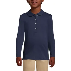 School Uniform Girls Long Sleeve Peter Pan Collar Polo Shirt