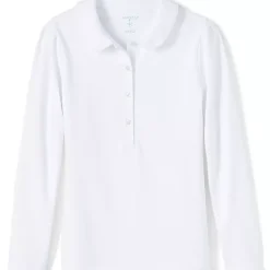 School Uniform Girls Long Sleeve Peter Pan Collar Polo Shirt