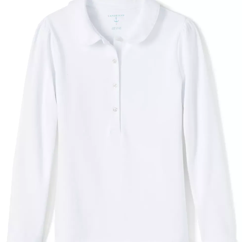 School Uniform Girls Long Sleeve Peter Pan Collar Polo Shirt