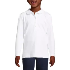 School Uniform Girls Long Sleeve Peter Pan Collar Polo Shirt