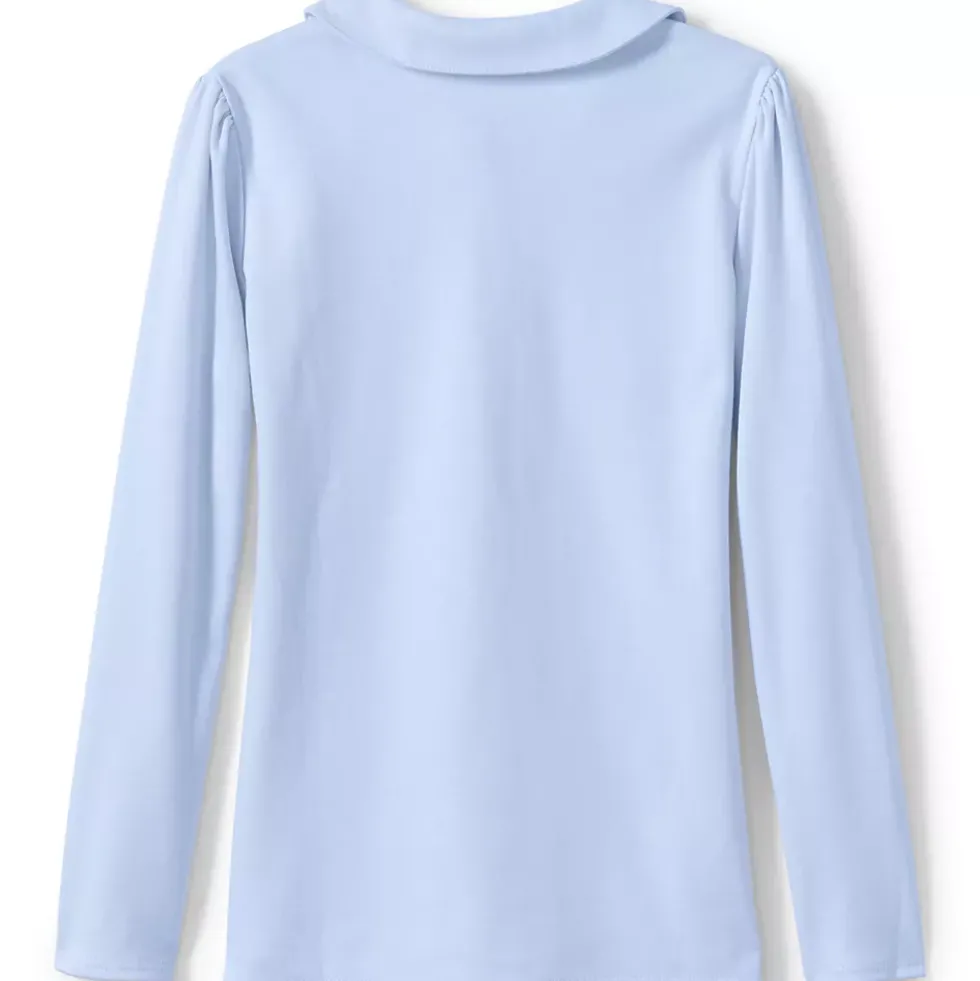 School Uniform Girls Long Sleeve Peter Pan Collar Polo Shirt