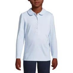 School Uniform Girls Long Sleeve Peter Pan Collar Polo Shirt