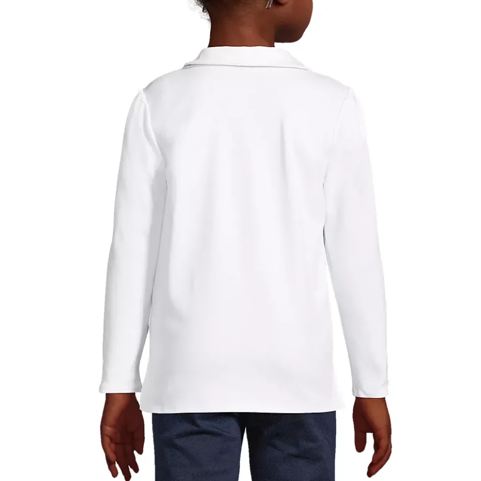School Uniform Girls Long Sleeve Peter Pan Collar Polo Shirt