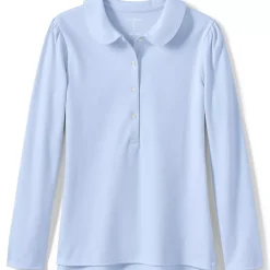 School Uniform Girls Long Sleeve Peter Pan Collar Polo Shirt