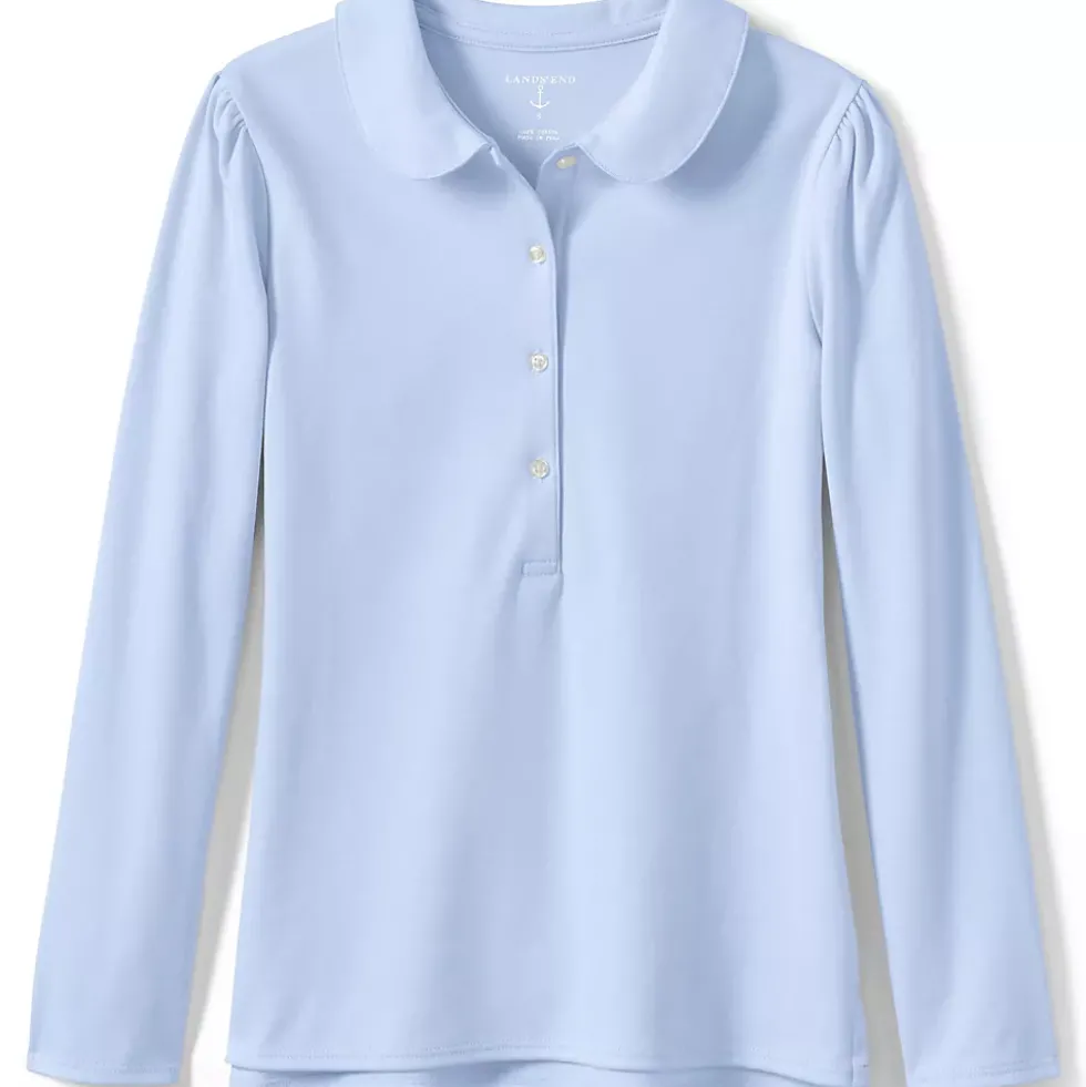 School Uniform Girls Long Sleeve Peter Pan Collar Polo Shirt