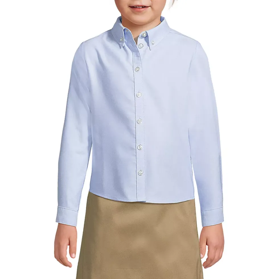 School Uniform Girls Long Sleeve Oxford Dress Shirt