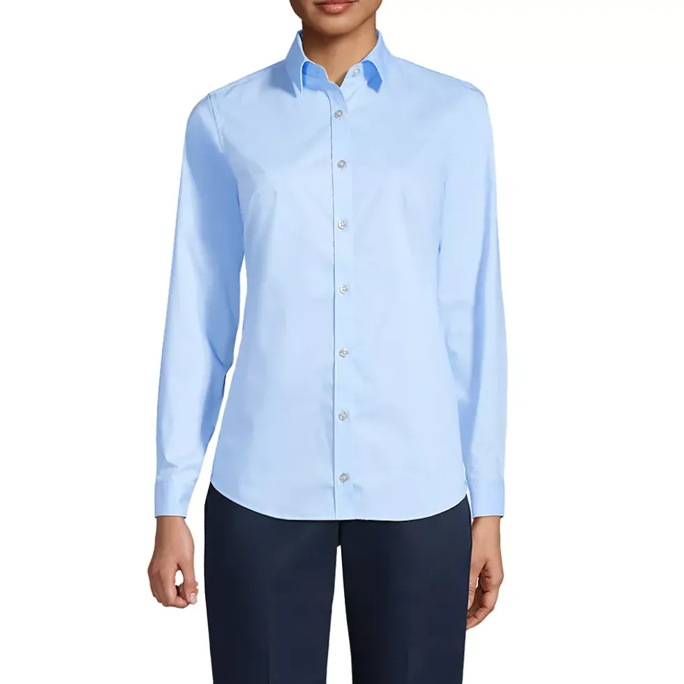 School Uniform Girls No Gape Long Sleeve Stretch Shirt