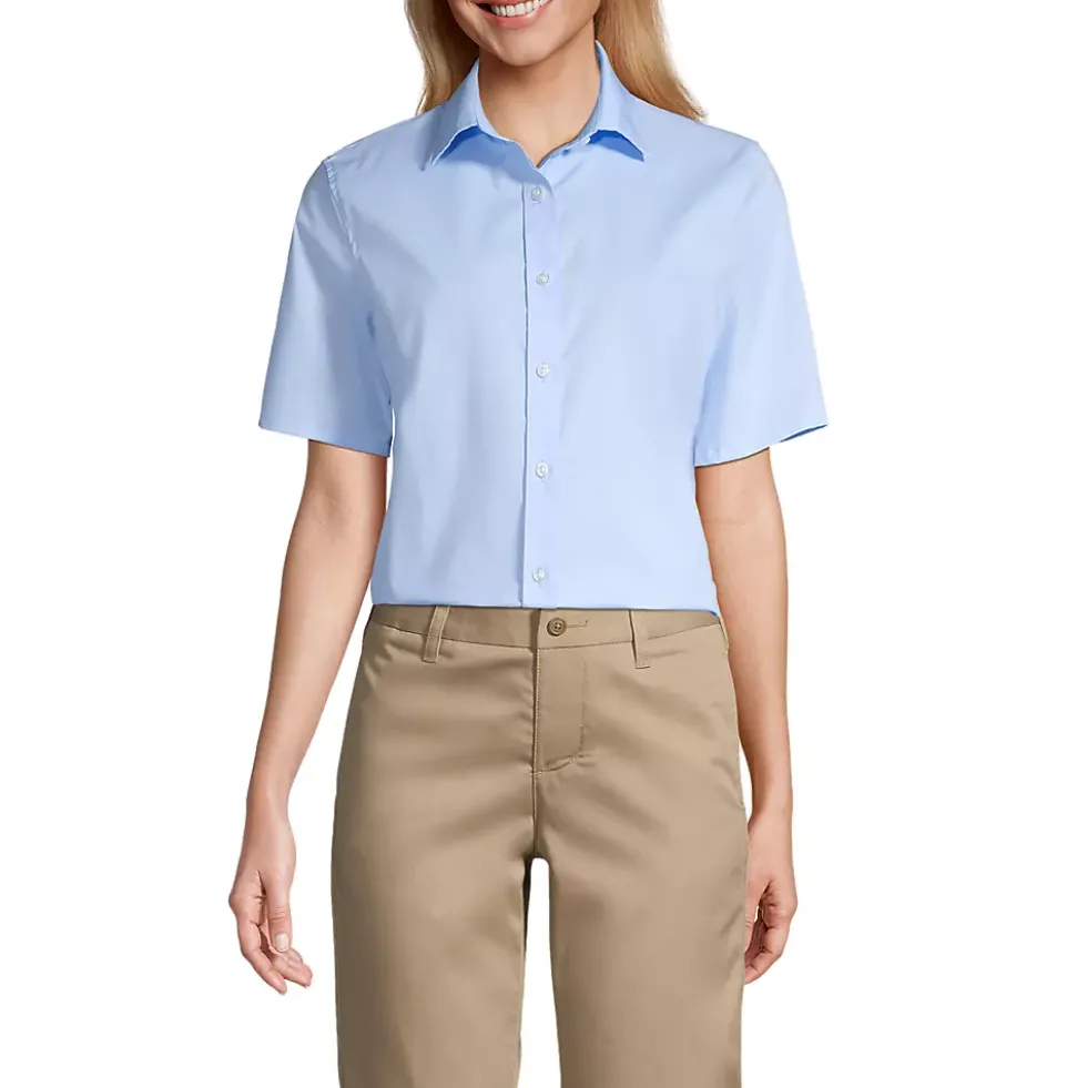 School Uniform Girls No Gape Short Sleeve Stretch Shirt