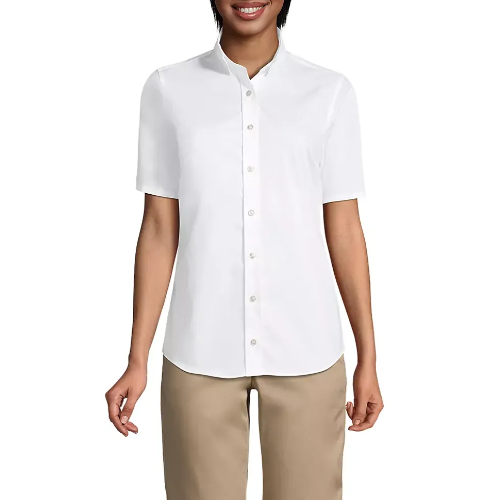 School Uniform Girls No Gape Short Sleeve Stretch Shirt