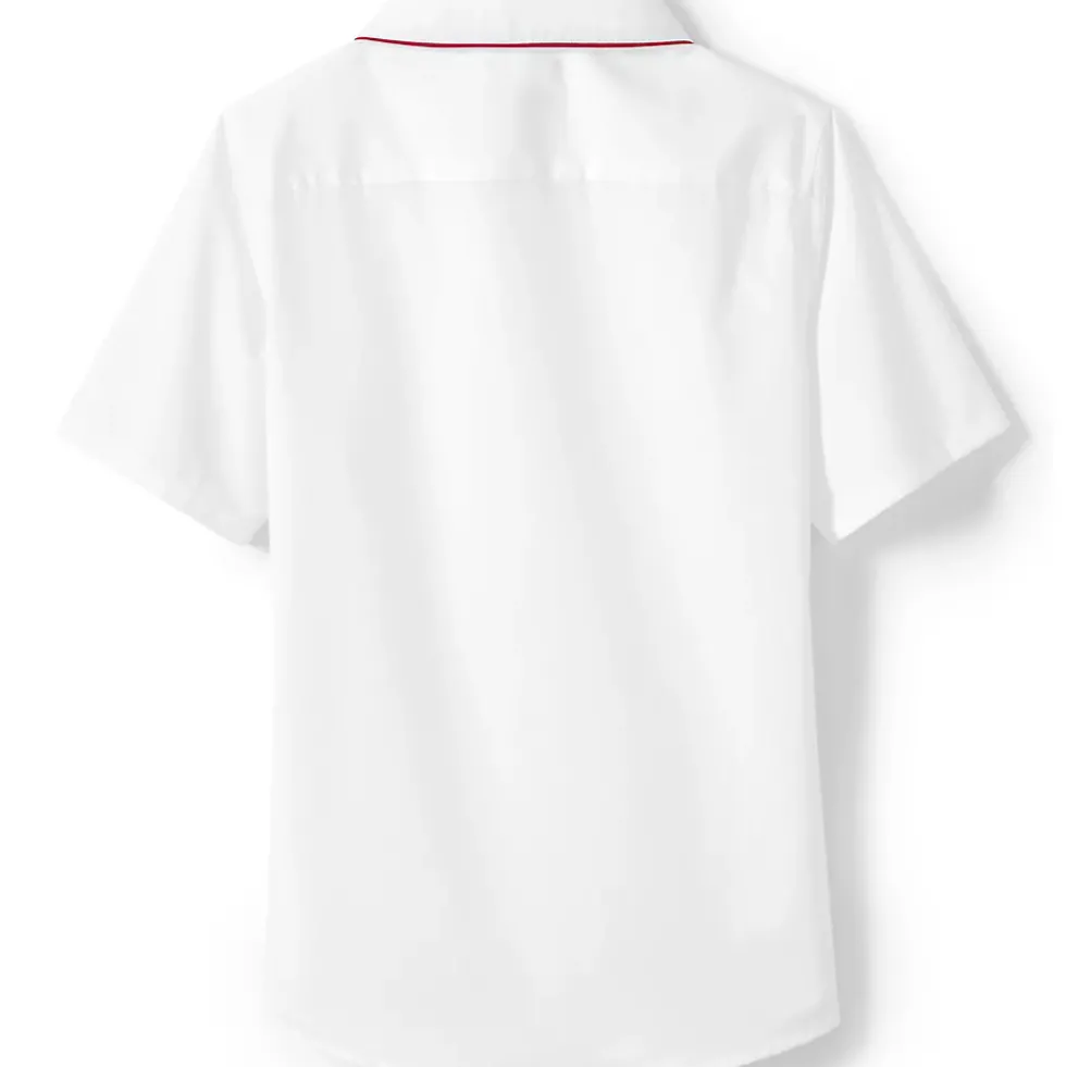 School Uniform Girls Piped Peter Pan Collar Broadcloth Shirt
