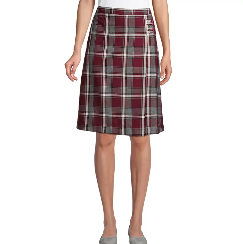 School Uniform Girls Plaid A-line Skirt Below the Knee