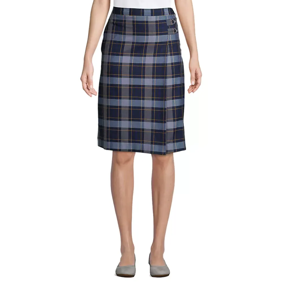 School Uniform Girls Plaid A-line Skirt Below the Knee