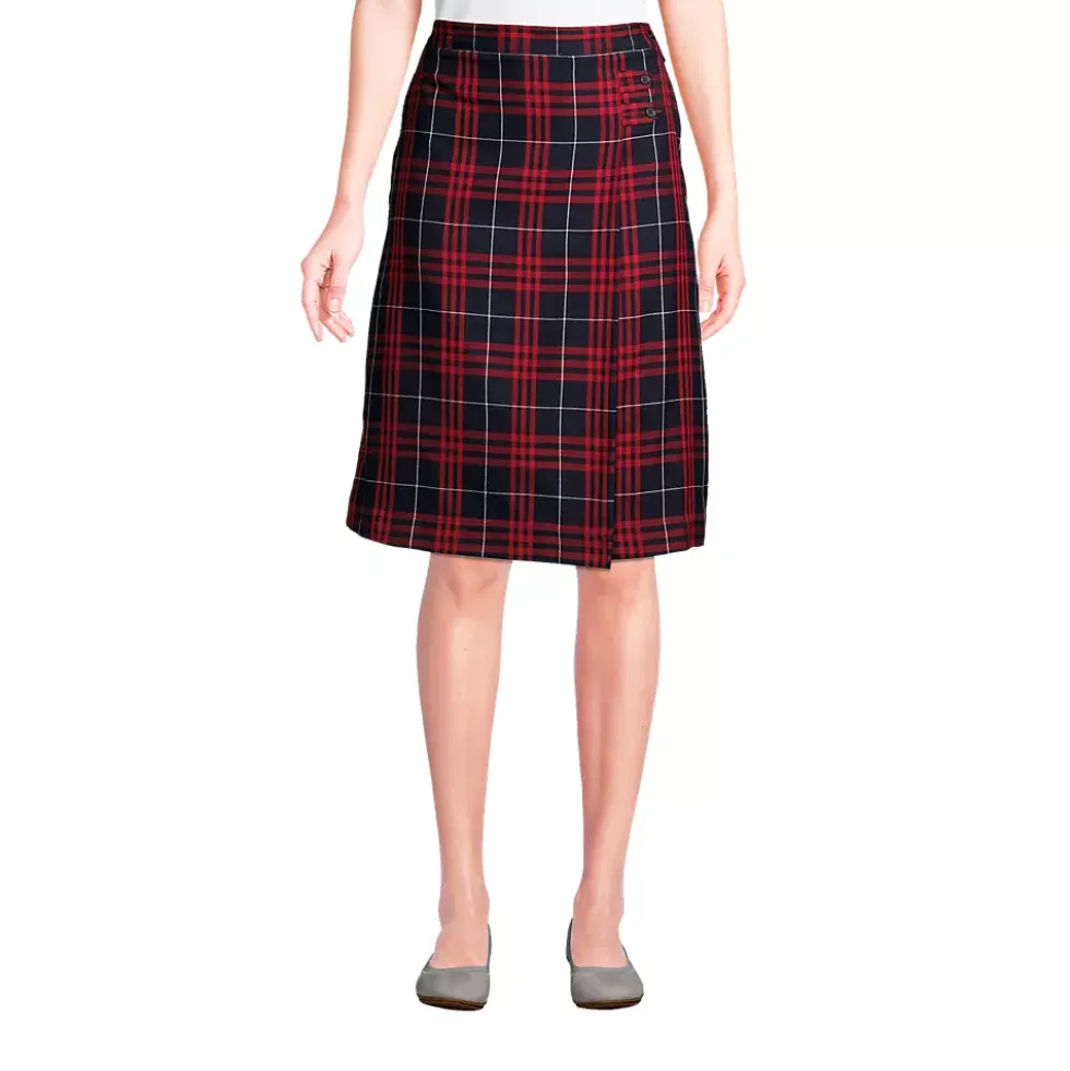School Uniform Girls Plaid A-line Skirt Below the Knee