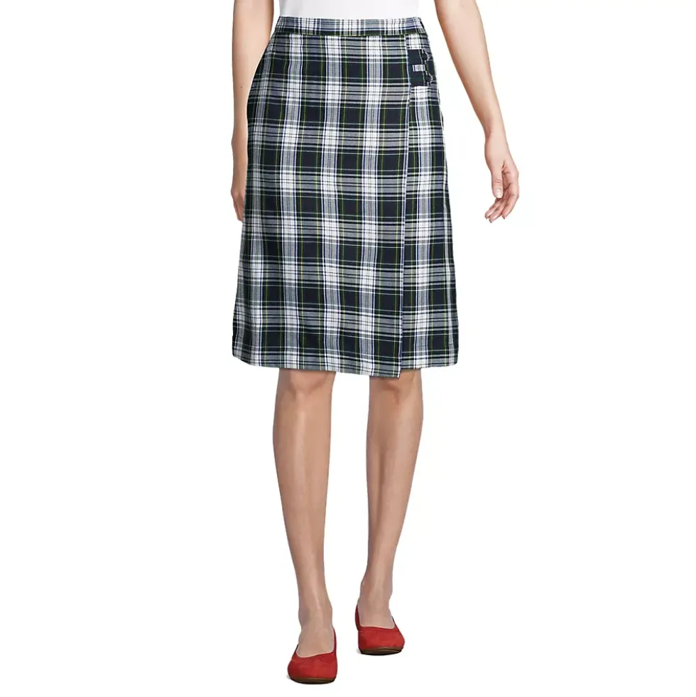 School Uniform Girls Plaid A-line Skirt Below the Knee