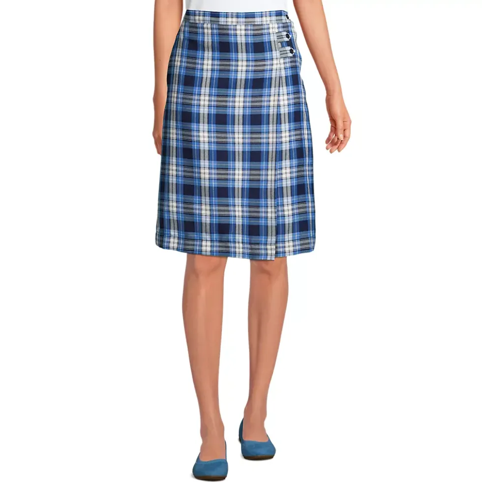School Uniform Girls Plaid A-line Skirt Below the Knee