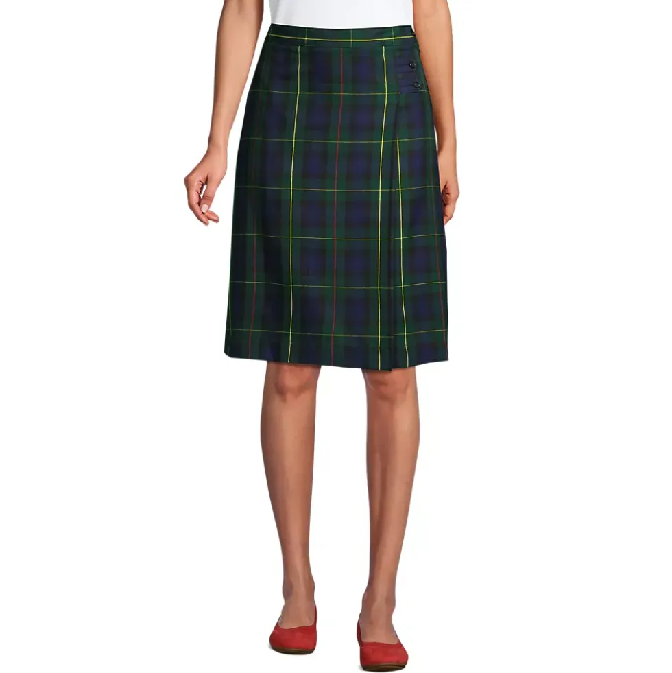 School Uniform Girls Plaid A-line Skirt Below the Knee