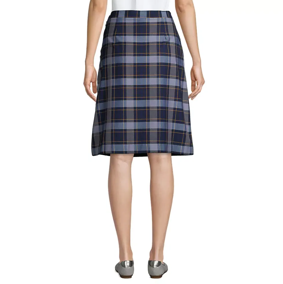 School Uniform Girls Plaid A-line Skirt Below the Knee