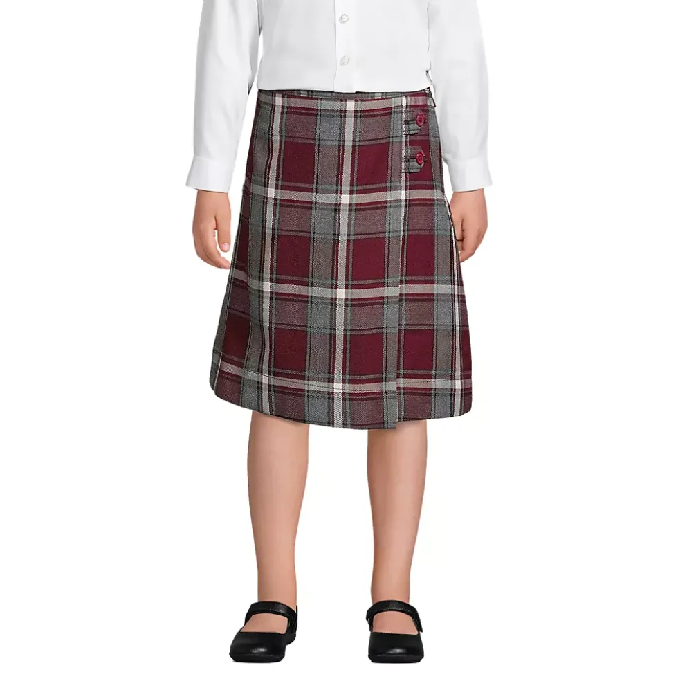School Uniform Girls Plaid A-line Skirt Below the Knee