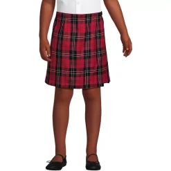 School Uniform Girls Plaid A Line Tab Skort Top of Knee