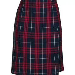 School Uniform Girls Plaid A Line Tab Skort Top of Knee