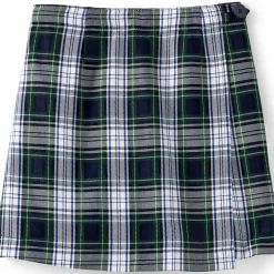 School Uniform Girls Plaid A Line Tab Skort Top of Knee