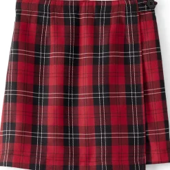 School Uniform Girls Plaid A Line Tab Skort Top of Knee