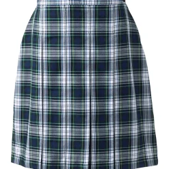 School Uniform Girls Plaid Box Pleat Skirt Top of the Knee